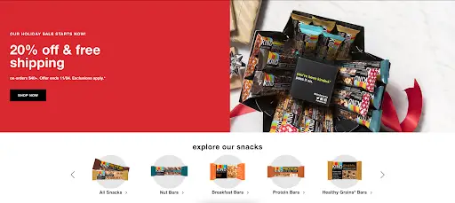 KIND Snacks 홈페이지 웹 디자인