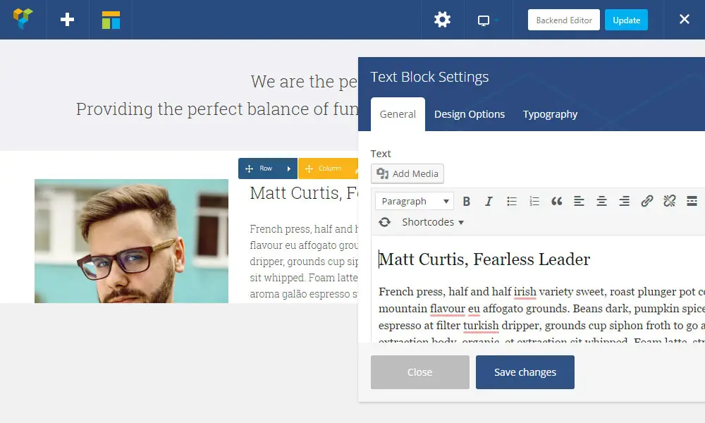 Utilisation de Visual Composer