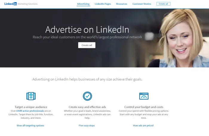 用于社交媒体提示的 LinkedIn 企业网页的屏幕截图。