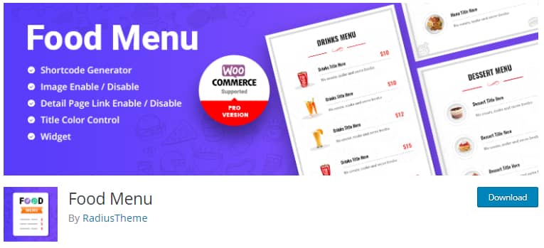Food Menu by RadiusTheme