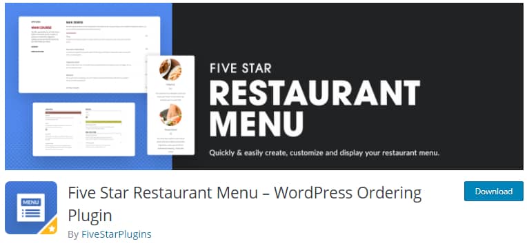 Five star restaurant menu