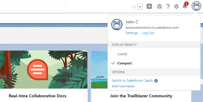 قم بالتبديل إلى طريقة العرض الكلاسيكية لتطبيق Salesforce Switch to salesforce classic
