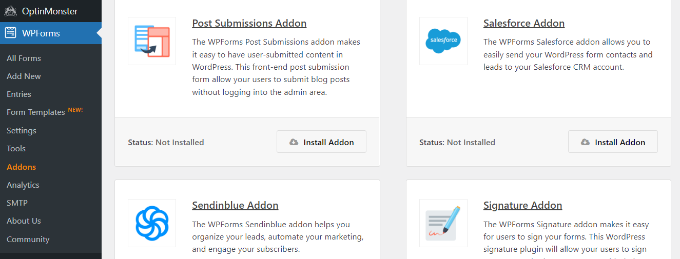 تثبيت الملحق WPForms Salesforce Install Salesforce addon