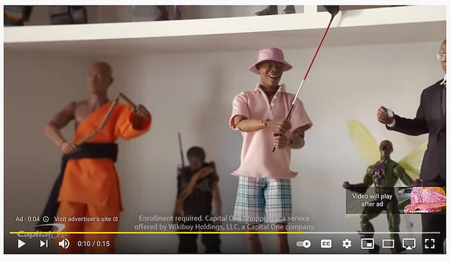 Exemple d'annonces InStream non désactivables sur YouTube