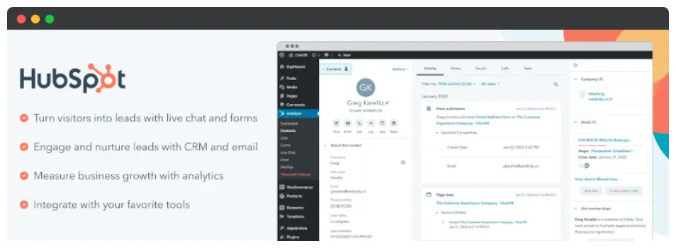 ปลั๊กอิน HubSpot Live Chat