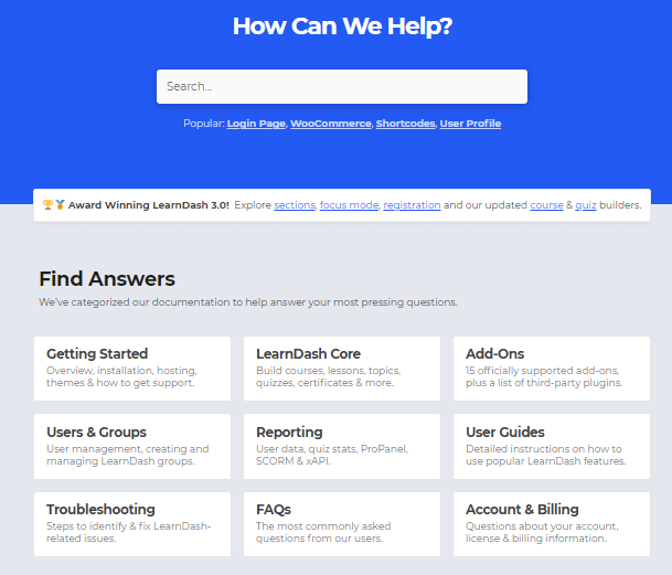 LifterLMS 與 LearnDash(2021 年):哪個是最好的? 14 Learndash documentation