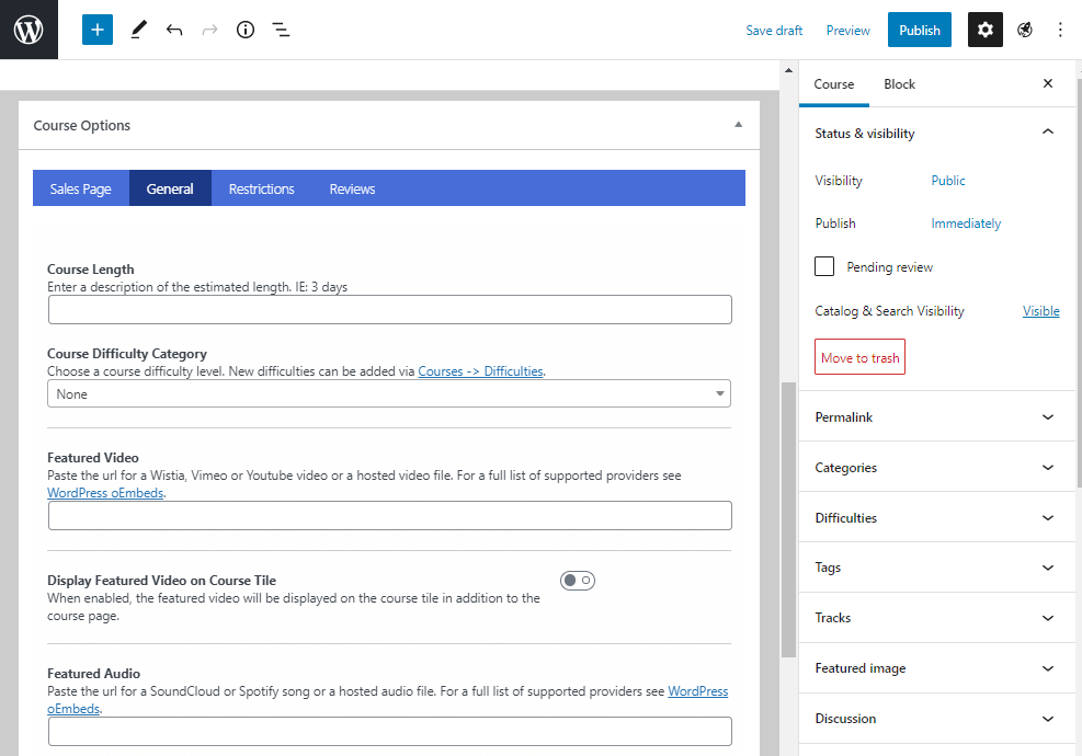 LifterLMS 與 LearnDash(2021 年):哪個是最好的? 8 LifterLMS course option