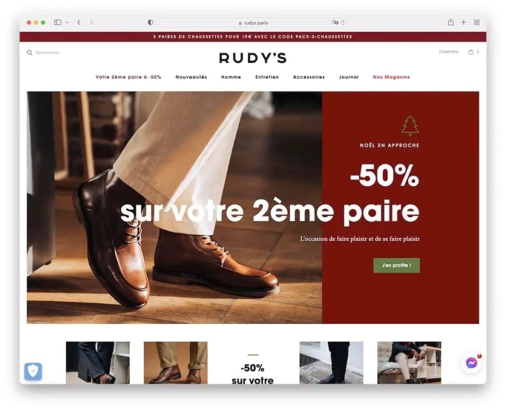 rudys 鞋類網站示例