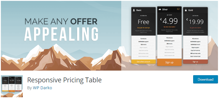 Responsive pricing table plugin
