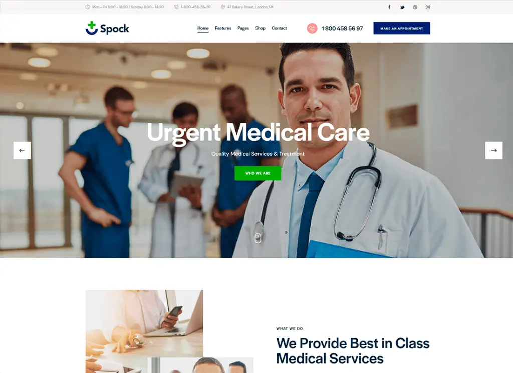 Spock - Thème WordPress multi-skins Medical Elementor