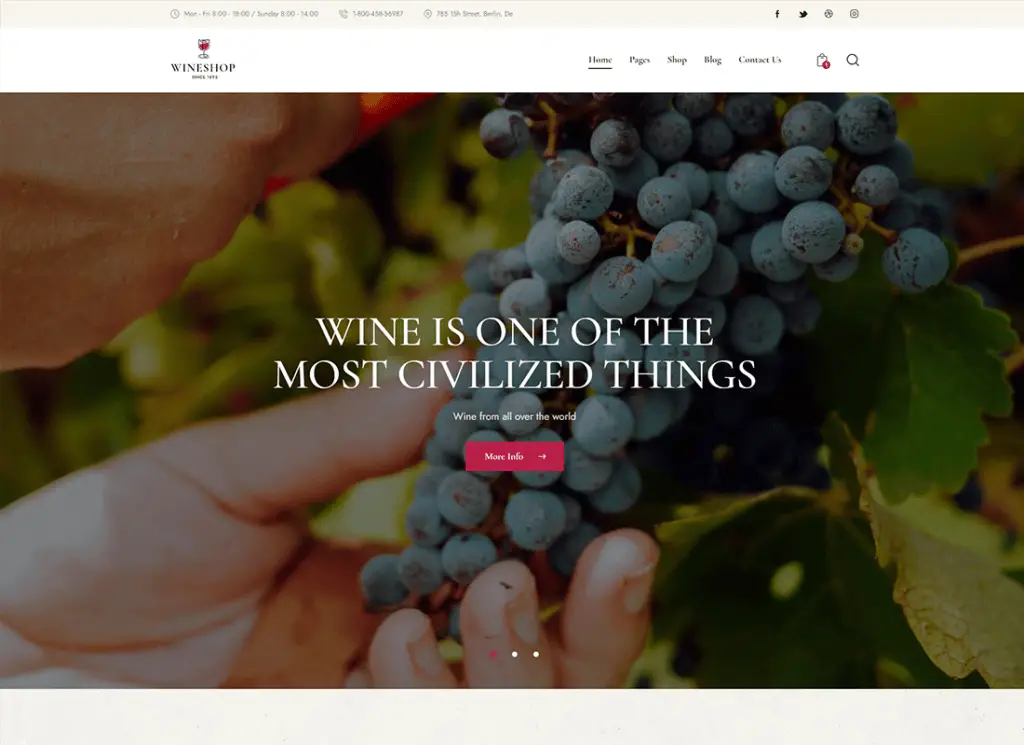 WineShop - Tema WordPress per negozio di consegne online di cibo e vino