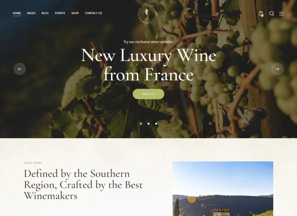 Chardonnay - Tema WordPress per enoteca e vigneto