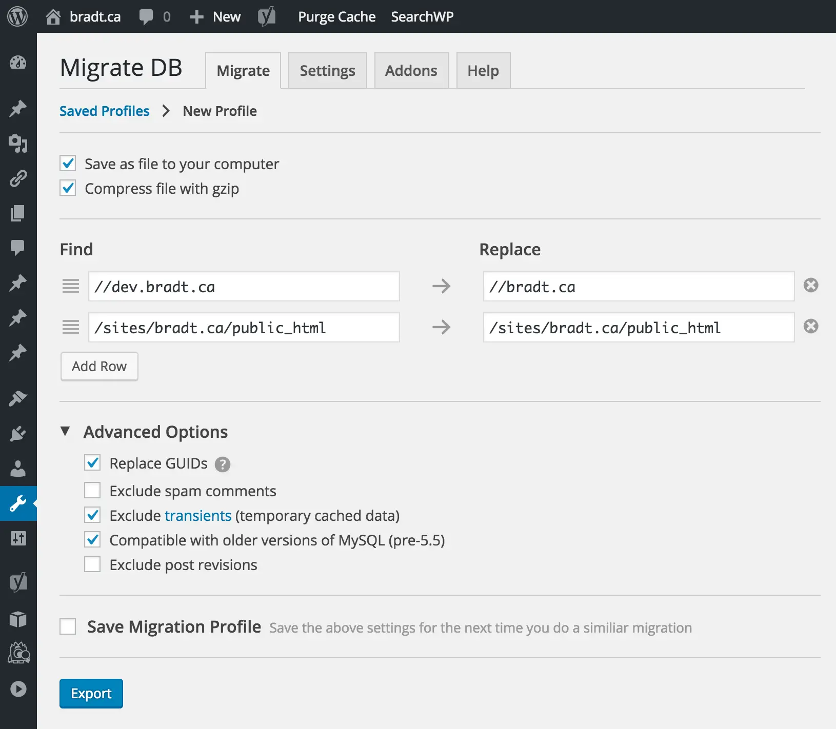Migrasikan tangkapan layar DB