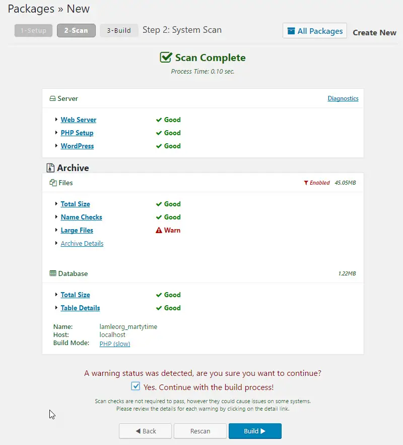 Tangkapan layar plugin Duplikator WordPress
