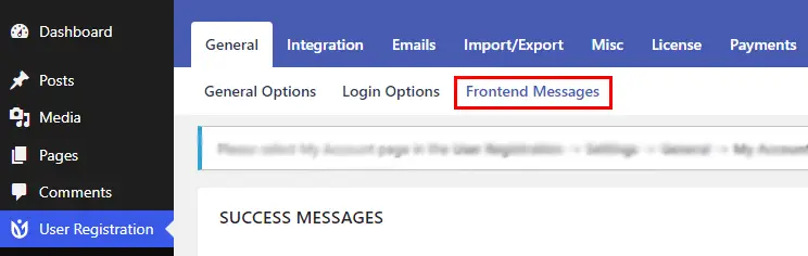 Messaggi front-end