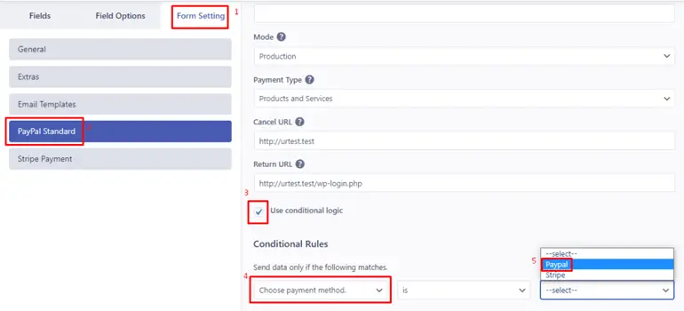 Applica condizione per PayPal