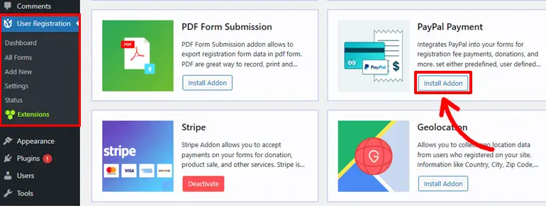 Installa la registrazione utente del componente aggiuntivo pagamenti