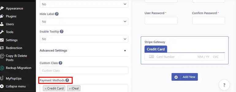 Aggiungi carta di credito iDeal o entrambi