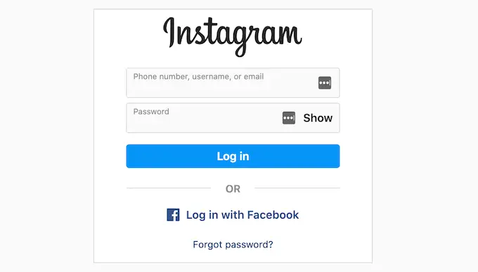 Accedi al tuo account Instagram