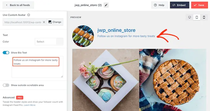 Aggiunta di una biografia Instagram personalizzata al tuo sito Web WordPress