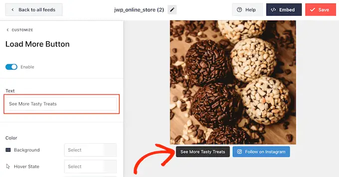 Aggiunta di messaggi personalizzati al pulsante Carica altro