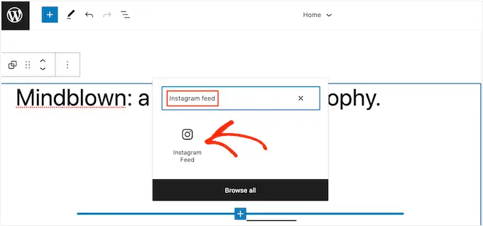 Aggiunta di un feed di social media utilizzando l'editor del sito completo di WordPress (FSE)