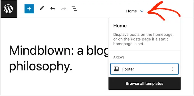 Scelta di un modello in WordPress FSE (editor del sito completo)