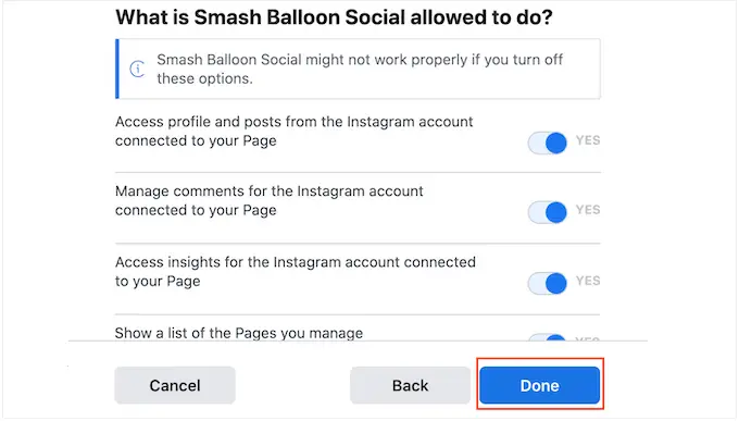 Come modificare i permessi di Instagram con Smash Balloon
