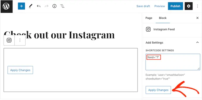 Aggiunta di un codice feed Instagram a WordPress