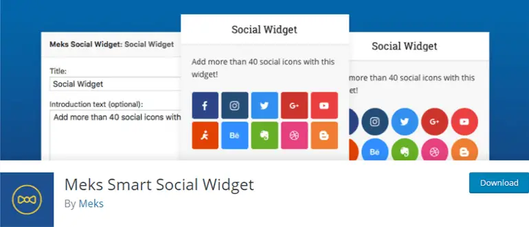 widget sosial cerdas meks untuk ikon ikuti sosial yang menarik di situs WordPress