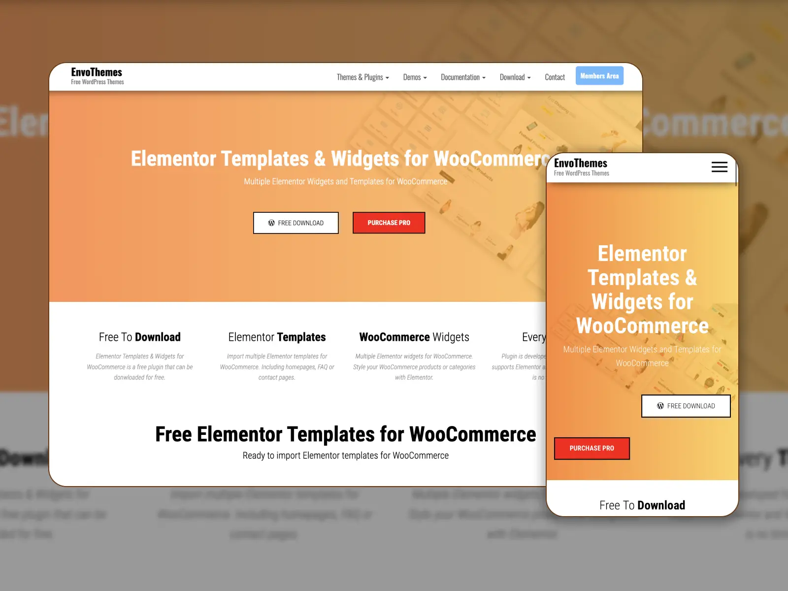 La pagina di destinazione dei temi Envo per i progetti di e-commerce Elementor.
