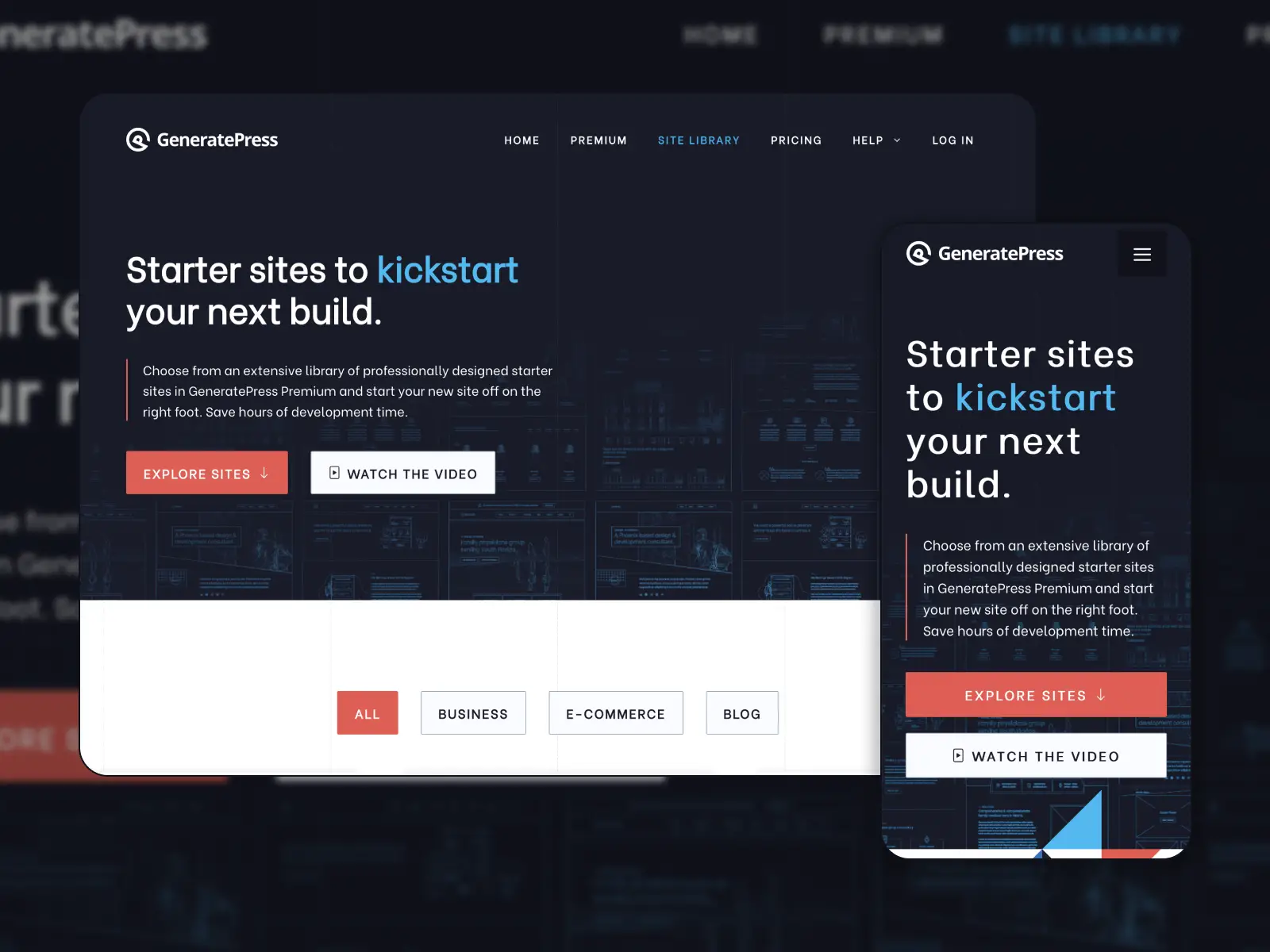 La pagina di destinazione del tema GeneratePress WordPress.