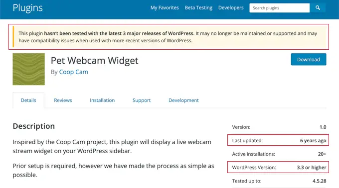 Verificați dacă un plugin WordPress este depășit