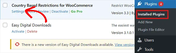 انتقل إلى القيود المستندة إلى البلد لإعدادات البرنامج المساعد WooCommerce