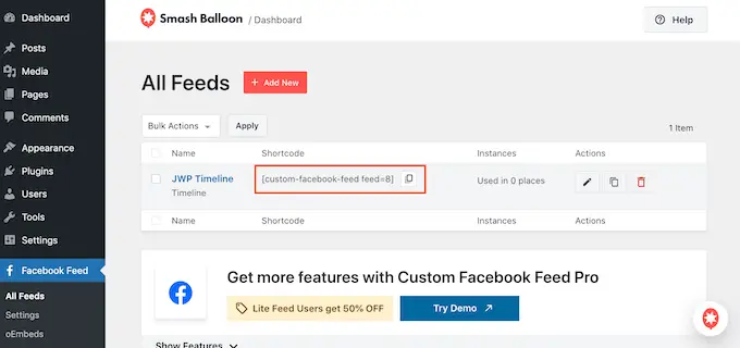 Adicionando conteúdo do Facebook ao WordPress usando um shortcode Adding Facebook content to WordPress using a shortcode