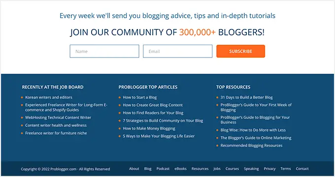 تذييل ProBlogger ProBlogger footer
