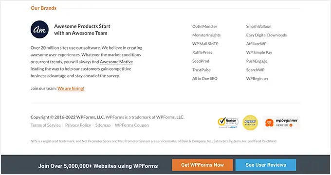 WPForms تذييل WPForms Footer