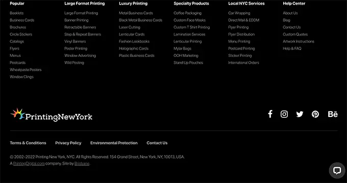 طباعة تذييل نيويورك Printing New York footer