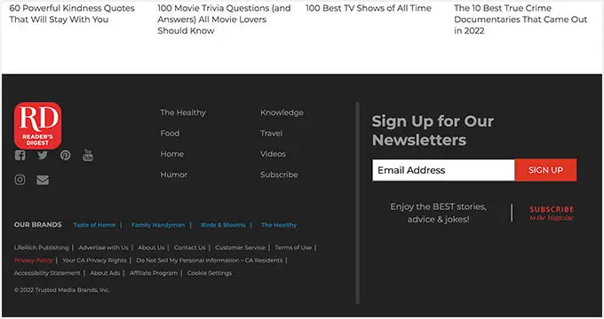 ريدرز دايجست تذييل Reader's Digest Footer