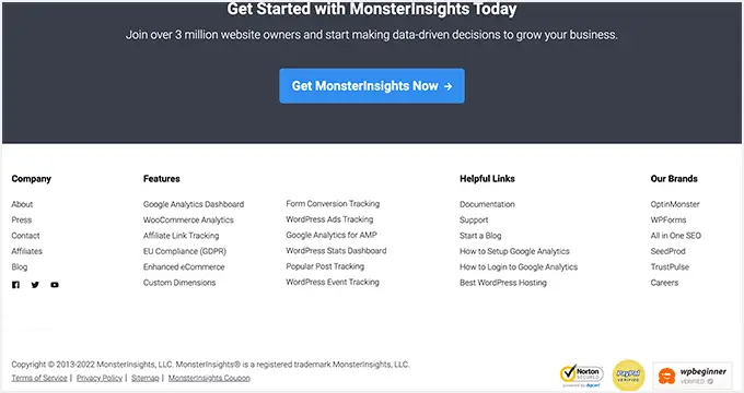 تذييل اللياقة البدنية Born MonsterInsights Footer