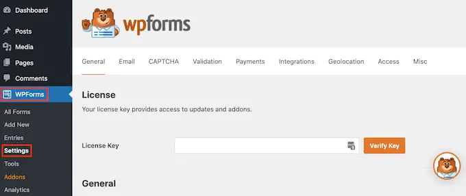 WPForms'un profesyonel ayarları WPForms' pro settings