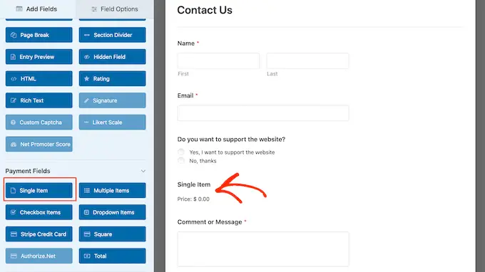 WordPress formuna 'tek öğe' alanı ekleme Adding a 'single item' field to a WordPress form