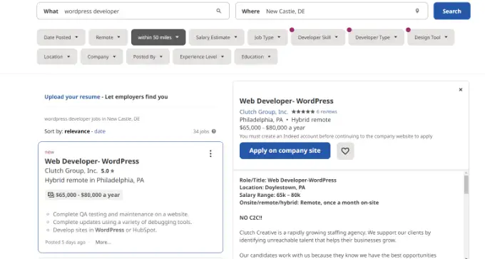 Rzeczywiście oferty pracy dla programistów wordpress Indeed wordpress developer jobs