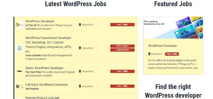 Ogłoszenie o pracę na WPHired Job posting on WPHired