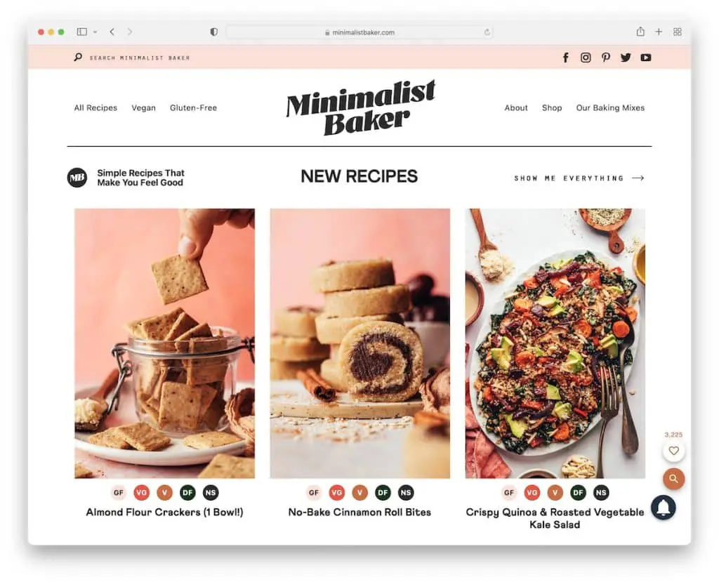 site de afiliados de padeiro minimalista