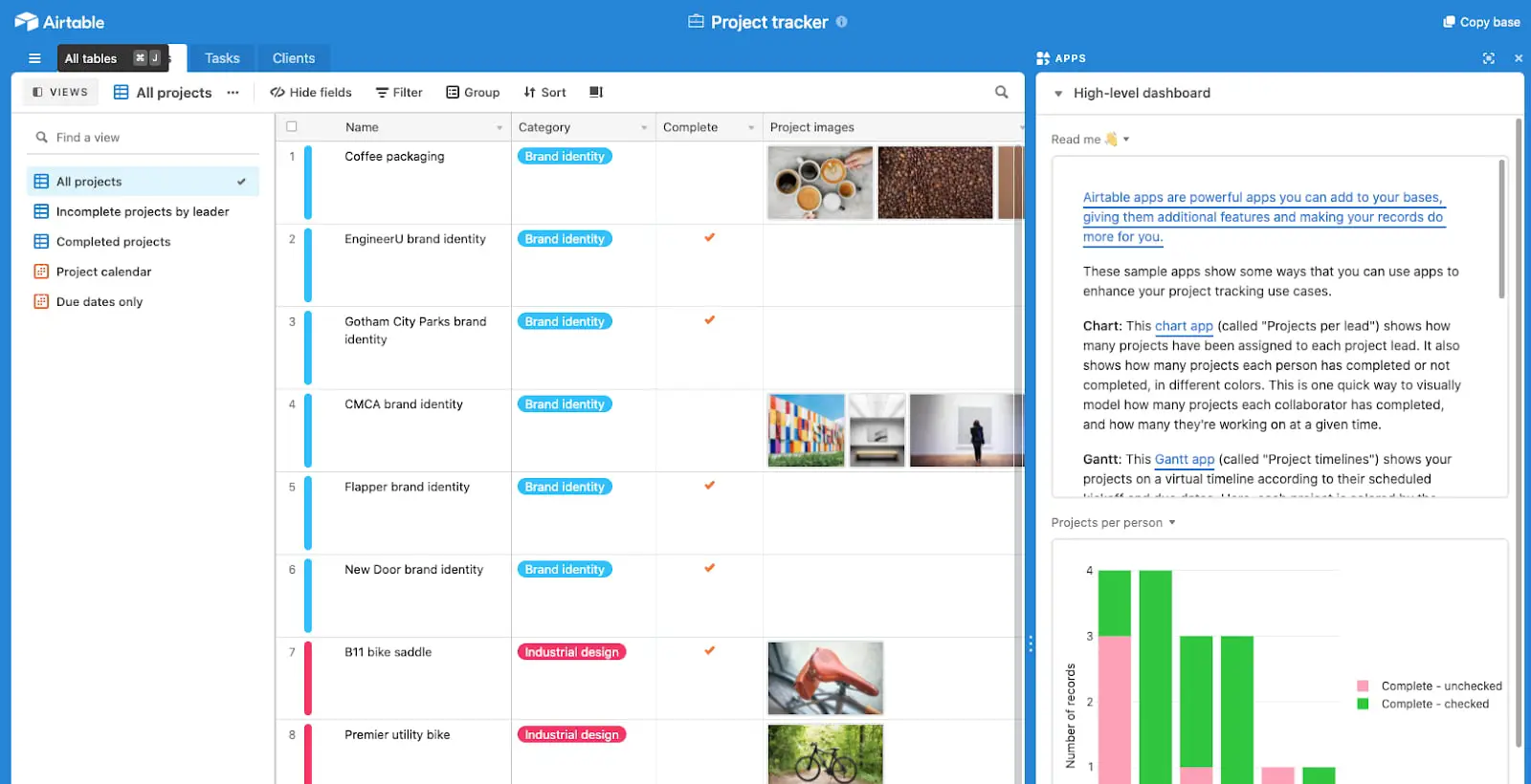 Narzędzie do zarządzania projektami firmy Airtable
