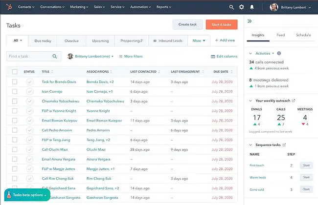 Narzędzie do zarządzania zadaniami HubSpot