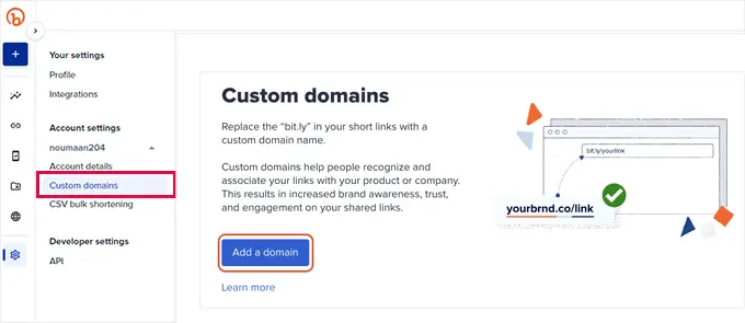 Dodaj niestandardową domenę do Bitly Add custom domain to Bitly