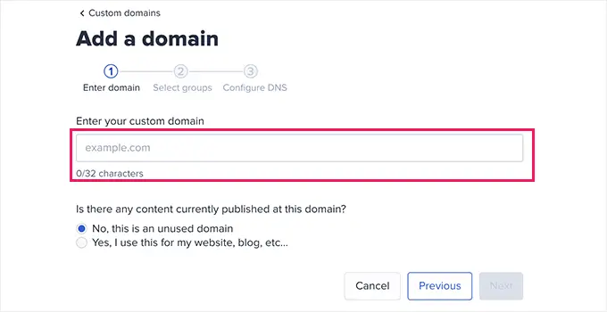 Wprowadź nazwę domeny Enter domain name