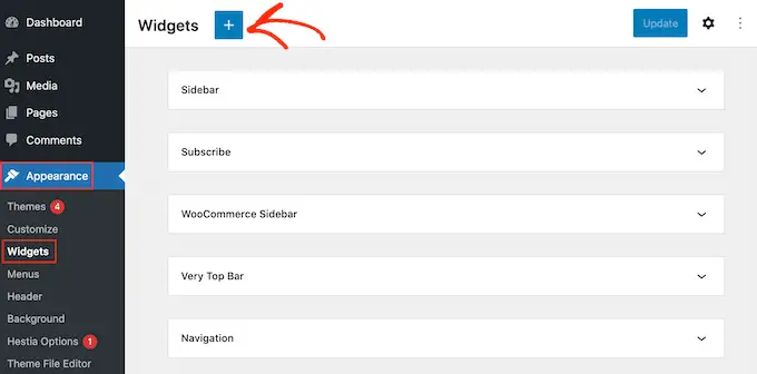 WordPressウィジェット画面 The WordPress widgets screen